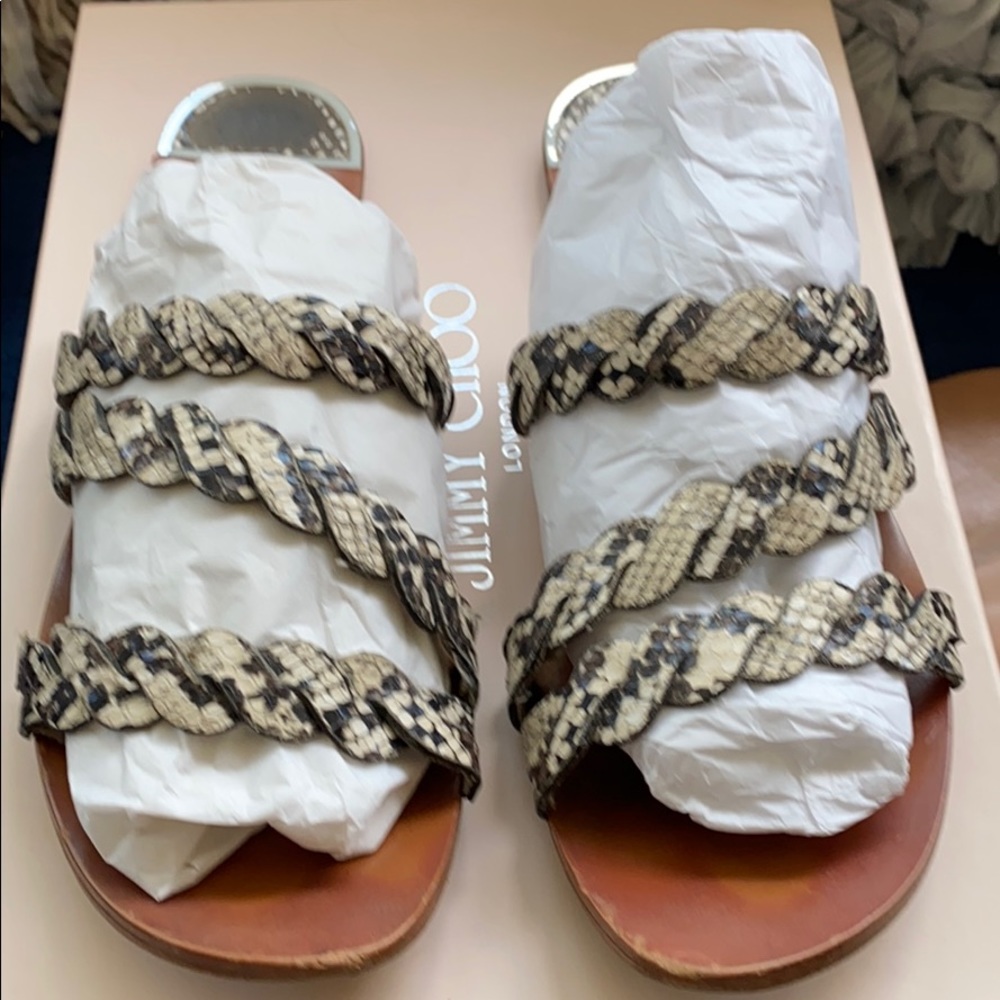 Preowned Zara faux snake skin flat sandals 38 7.5